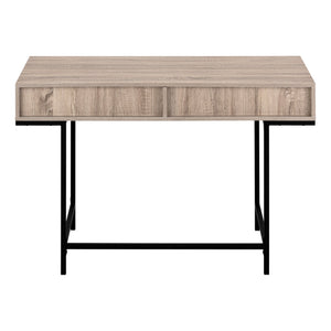 English Elm Computer Desk For Home Office - Modern Brown Laminate With Black Metal Frame & Storage Drawers B2710P219841
