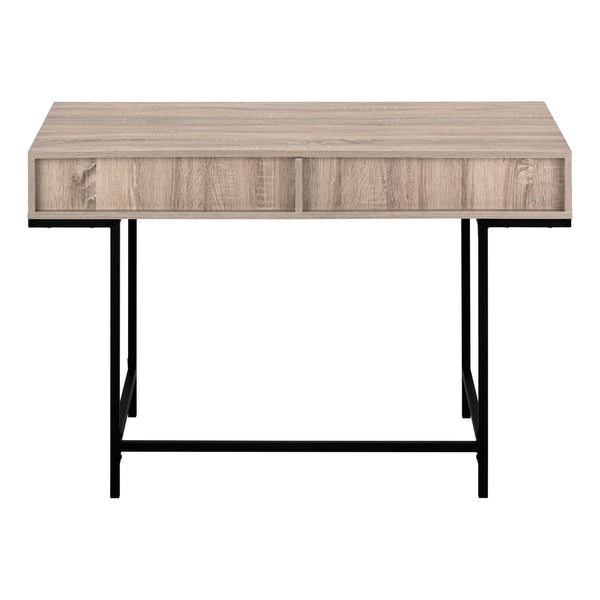 English Elm Computer Desk For Home Office - Modern Brown Laminate With Black Metal Frame & Storage Drawers B2710P219841