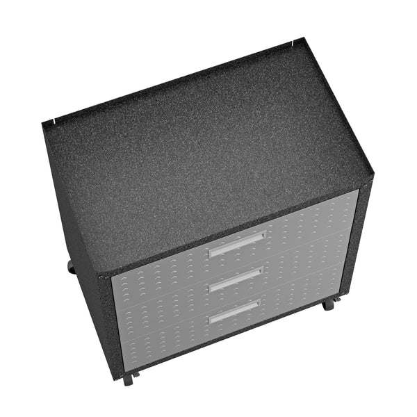 English Elm Rolling Metal Garage Cabinet with Locking Doors Diamond Texture Industrial Storage Dark Grey B365P398226