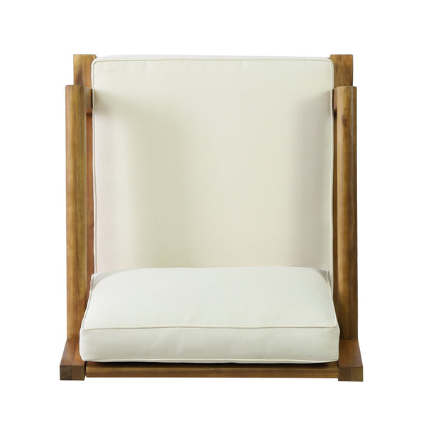 English Elm Christopher Knight Home® - Set of 2 Acacia Wood Patio Club Chairs with Water-Resistant Beige Cushions, Durable Teak Finish Seating 70787.00BGE-2