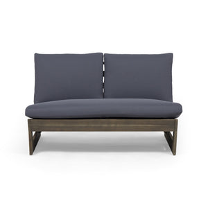 English Elm Christopher Knight Home® - SHERWOOD Loveseat with Acacia Wood Frame, Water-Resistant Cushions & Slatted Paneling for Patio Comfort and Durability DARK GREY 64868.00DGRY