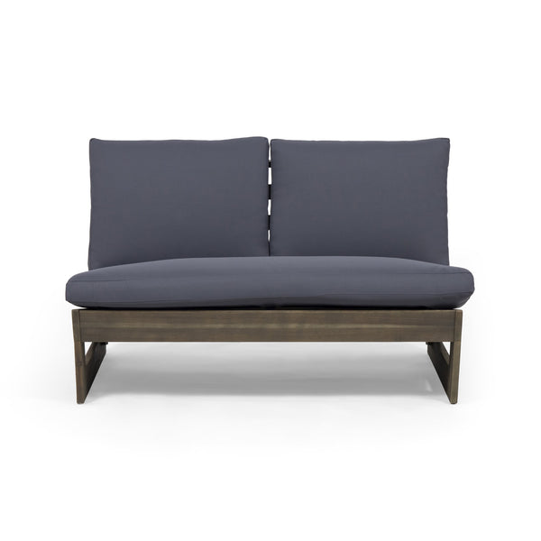 English Elm Christopher Knight Home® - SHERWOOD Loveseat with Acacia Wood Frame, Water-Resistant Cushions & Slatted Paneling for Patio Comfort and Durability DARK GREY 64868.00DGRY