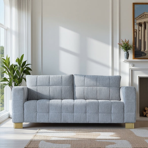 English Elm FX-P54-LG Chenille Sofa with Plush Velvet Feel, Metallic Accents & Durable Polyester Upholstery for Stylish Comfort and Versatile Modern Decor W576S00167