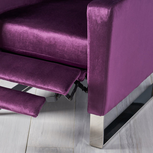 English Elm Christopher Knight Home® - Arvin Plush Push-Back Recliner with Stainless Steel Legs — Modern Fabric Comfort for Living Rooms Purple 65272.00NVLTEGGPL