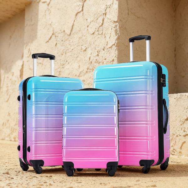 English Elm Hardshell Polycarbonate 3 Piece Luggage Set Spinner Wheels Tsa Lock Expandable Travel Blue+Red N732P184448W