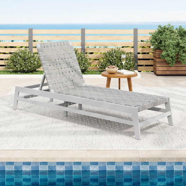 English Elm Christopher Knight Home® - Outdoor Rope Chaise Lounge with Acacia Wood Frame and Adjustable 4-Position Recline for Patio Comfort Grey,LIGHT GREY 84.84 L x 29.13 W x 5.78 H N776P288556G