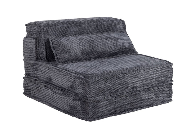 English Elm Compression Mahjong Sofa Bed - Stylish Modular Floor Seating, Soft Fleece, No Assembly, Dark Grey W3723P377151