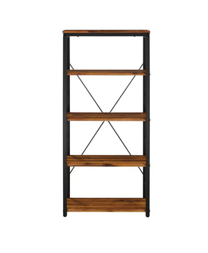 English Elm Jurgen Industrial Oak & Black Bookshelf – 5 Faux Concrete Shelves, Metal Frame, 4 Open Compartments B2726P282412