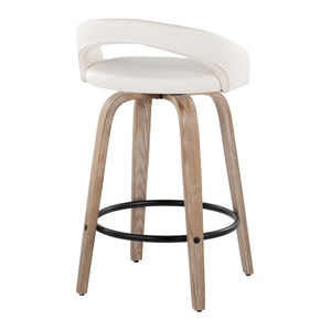 English Elm Fixed-height Swivel Counterstools Whitewashed Wood Faux Leather Kitchen Seating Pair B202S01831