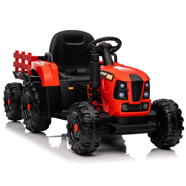 English Elm Ride on Electric Tractor Toy with Trailer 24v 400w Dual Motors Remote Control Led Red W1578P194696