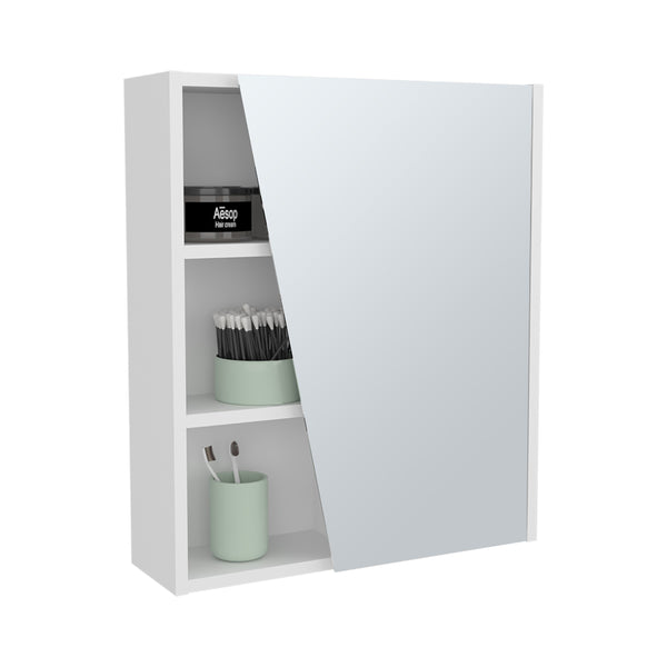 English Elm Medicine Compact Wall-Mounted Cabinet with Mirrored Door and 5 Shelves, Engineered Wood Durable Storage White 28.35 L x 22.05 W x 4.72 H B097P350305