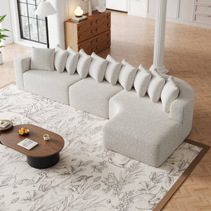 English Elm 131.1-inch Chenille Cloud Sectional Curved Modular Sofa with Memory Foam and 10 Pillows W3505S00011