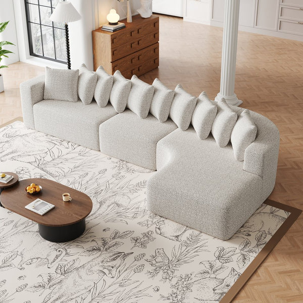 English Elm 131.1-inch Chenille Cloud Sectional Curved Modular Sofa with Memory Foam and 10 Pillows W3505S00011