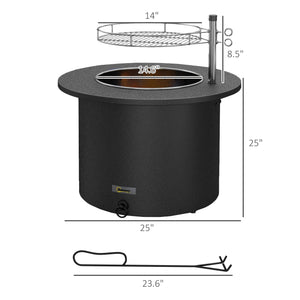 English Elm Outsunny Smokeless Wood Burning Fire Pit Bbq Grill Stainless Steel Patio Bonfire W2225P200669