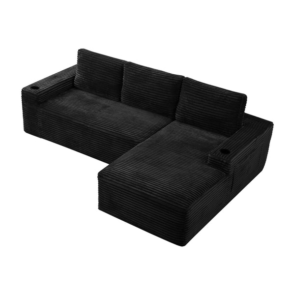 English Elm 104 Inch Corduroy Modular Sectional Sofa Deep Cushioned L Shaped Living Room Couch W5515S00023