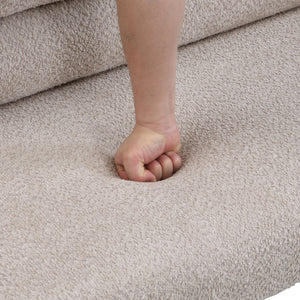 English Elm Christopher Knight Home® - Upholstered Bouclé Dining Bench with 330lb Capacity, Easy Assembly, Sponge Seat, Rubber Wood Legs Light Gray,Natural N779P292154E