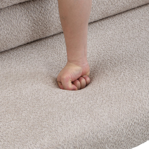 English Elm Christopher Knight Home® - Upholstered Bouclé Dining Bench with 330lb Capacity, Easy Assembly, Sponge Seat, Rubber Wood Legs Light Gray,Natural N779P292154E