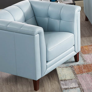 English Elm Arvo Leather Chair with Top-Grain Seating, Pocket Coil Cushions, Feather-Memory Comfort & Durable Frame Blue B2705P324382