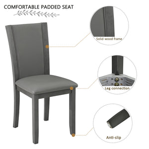 English Elm Dining Chairs Set of 4 Rubberwood Frame with Padded Faux Leather Ergonomic Seats Gray W1998P248088