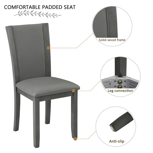 English Elm Dining Chairs Set of 4 Rubberwood Frame with Padded Faux Leather Ergonomic Seats Gray W1998P248088