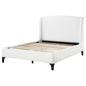 English Elm Theodore Boucle Wingback Queen Bed Sculptural Upholstered Frame for Modern Bedrooms B062S01637