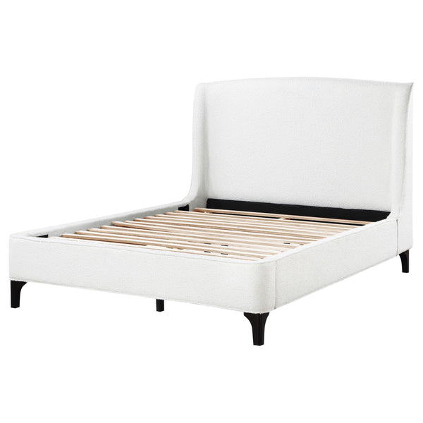 English Elm Theodore Boucle Wingback Queen Bed Sculptural Upholstered Frame for Modern Bedrooms B062S01637