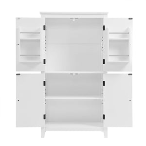 English Elm Elegant Bathroom Floor Storage Cabinet with 4 Doors, Adjustable Shelves, Anti-Tip Design, 28"L x 15"W White N725P188461K