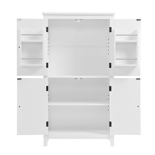 English Elm Elegant Bathroom Floor Storage Cabinet with 4 Doors, Adjustable Shelves, Anti-Tip Design, 28"L x 15"W White N725P188461K