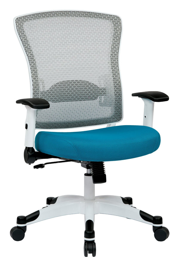 OSP Home Furnishings White Frame Ergonomic Mesh Manager Chair with Lumbar Support for Executive Office Use 317W-W1C1F2W-7