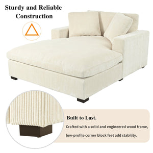 English Elm Mirod Oversized Chaise Lounge with Birch Legs Pillow Back Polyester Upholstered Seating N760P196662A
