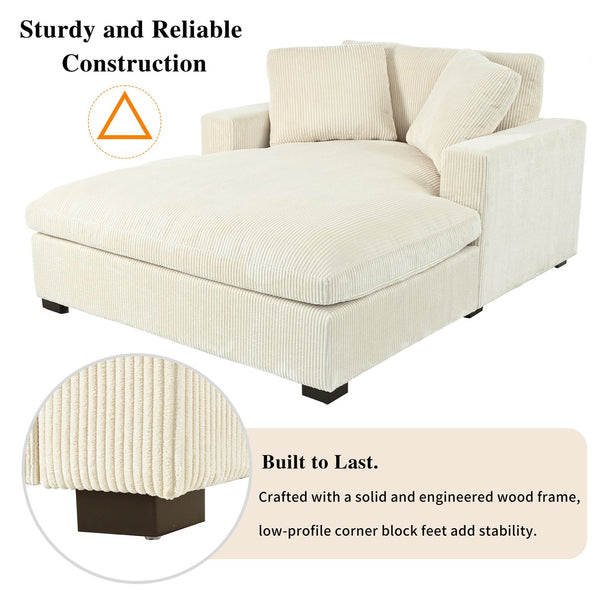 English Elm Mirod Oversized Chaise Lounge with Birch Legs Pillow Back Polyester Upholstered Seating N760P196662A
