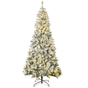 English Elm Homcom 7.5Ft Prelit Snow-Flocked Christmas Tree With 500 Warm Led Lights & Easy Auto-Open Design W2225P229678
