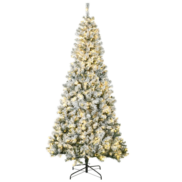 English Elm Homcom 7.5Ft Prelit Snow-Flocked Christmas Tree With 500 Warm Led Lights & Easy Auto-Open Design W2225P229678