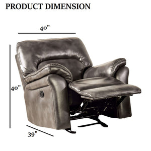 English Elm Dark Gray Finish Glider Recliner Channel-Trim Transitional Pillow Arms Oversized Comfort Recline B2741P385033