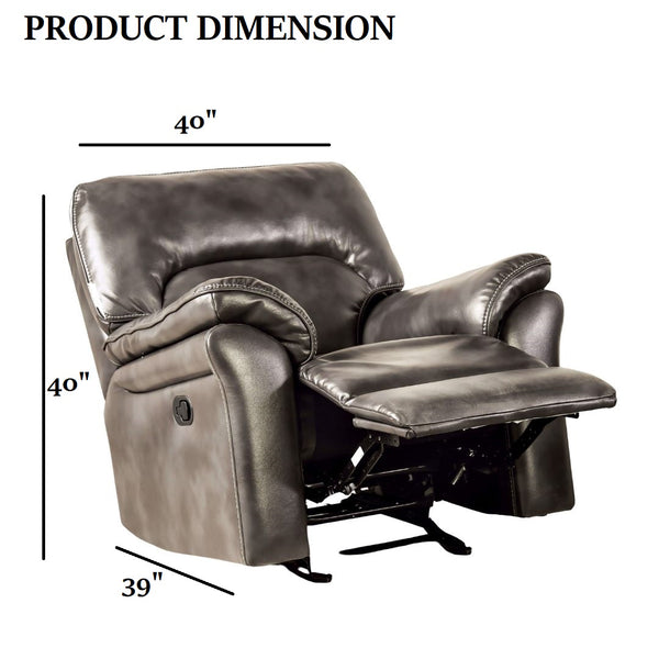 English Elm Dark Gray Finish Glider Recliner Channel-Trim Transitional Pillow Arms Oversized Comfort Recline B2741P385033