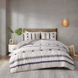 INK+IVY Cody BOHO 3 Piece Cotton Comforter Set II10-1261 Gray/Navy