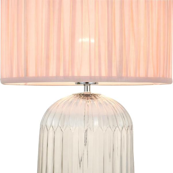 English Elm Ashcroft Furniture - Bedroom Table Lamp - Nordic-Inspired Design With Warm Pink Shade, Clear Glass & Gold Accents, Led Ready B183P315087