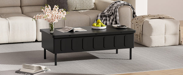 English Elm Vibe Haus Lift-Top Coffee Table: Multi-Functional Design With Hidden Storage & Drawers N724P292514B-GIGA