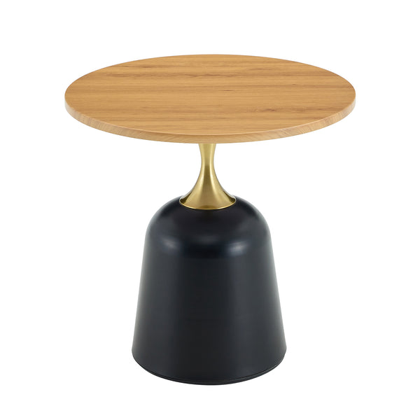 English Elm 23.6 Inch Round Side Table with Metal Base Warm Grain Top for Living Room or Office Wood W2920P407666