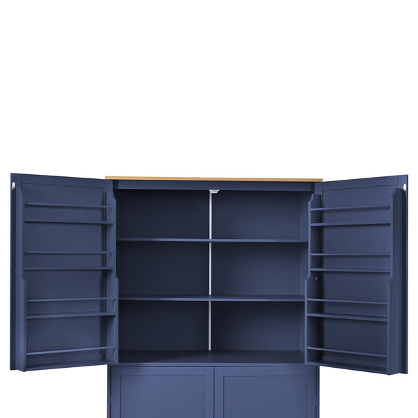 English Elm Topmax Freestanding Pantry Cabinet Blue Mdf with Drawers Door Shelves SP000046AAC