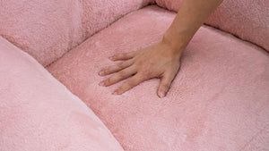English Elm Bean Bag Chair Faux Fur Heart Shaped Backrest Foam Lounge Seat for Bedroom Pink W2510P465458
