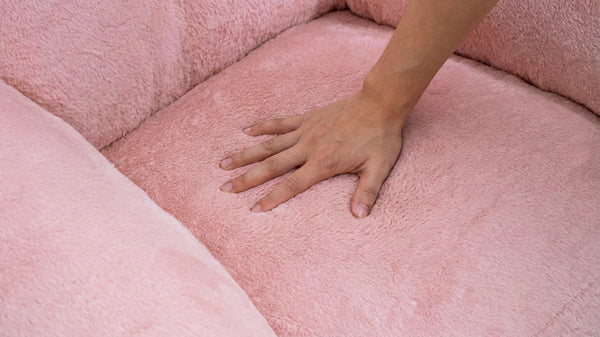 English Elm Bean Bag Chair Faux Fur Heart Shaped Backrest Foam Lounge Seat for Bedroom Pink W2510P465458