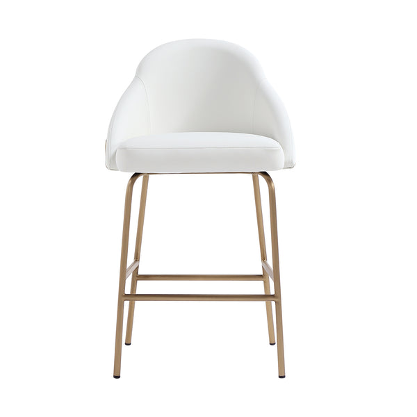 English Elm Gracie Metal Upholstered Counter Stool - Chic White And Gold Design For Modern Kitchens & Bars B365P397973