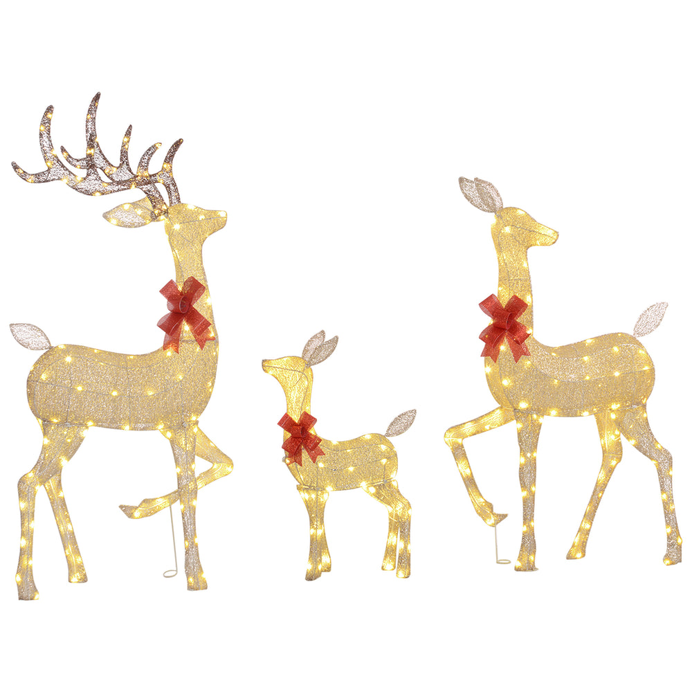 English Elm Outsunny Silver Led Reindeer Family Trio Outdoor Holiday Lawn Decor with Dual Light W2225P249608