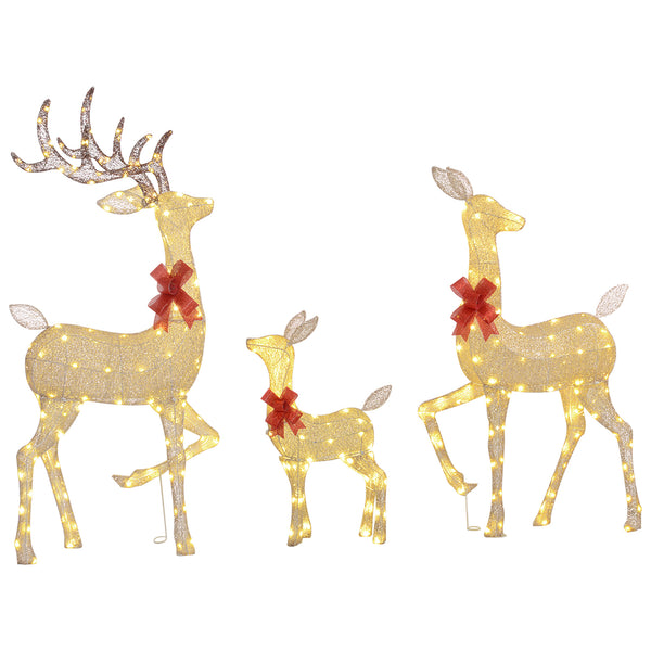 English Elm Outsunny Silver Led Reindeer Family Trio Outdoor Holiday Lawn Decor with Dual Light W2225P249608