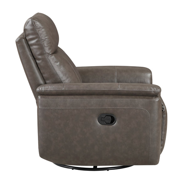 English Elm Luxury Premium Leather Recliner with 360° Swivel, Gentle Glide, High-Density Foam & Pocket Coils Dark Brown 36 L x 30.5 W x 26 H B011P395828