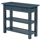 English Elm Trexm Retro Console Table With Drawer and Two Sturdy Shelves For Entryway, Living Room (Navy)