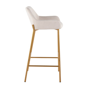 English Elm Contemporary Chrome Barstools with Camel Faux Leather Padded Seats for Kitchen Islands B202S00527