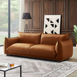 English Elm Ashcroft Furniture - Emma Mid Century Modern Luxury Cognac Leather Sofa