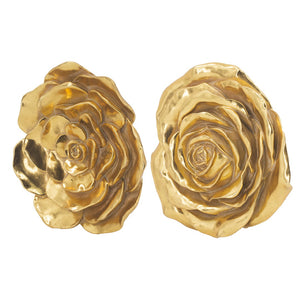 English Elm S/2 Gold Rose Wall Accents - Elegant Floral Decor For Modern Interiors, Timeless Botanical Accent Pieces W2078P223156-GIGA